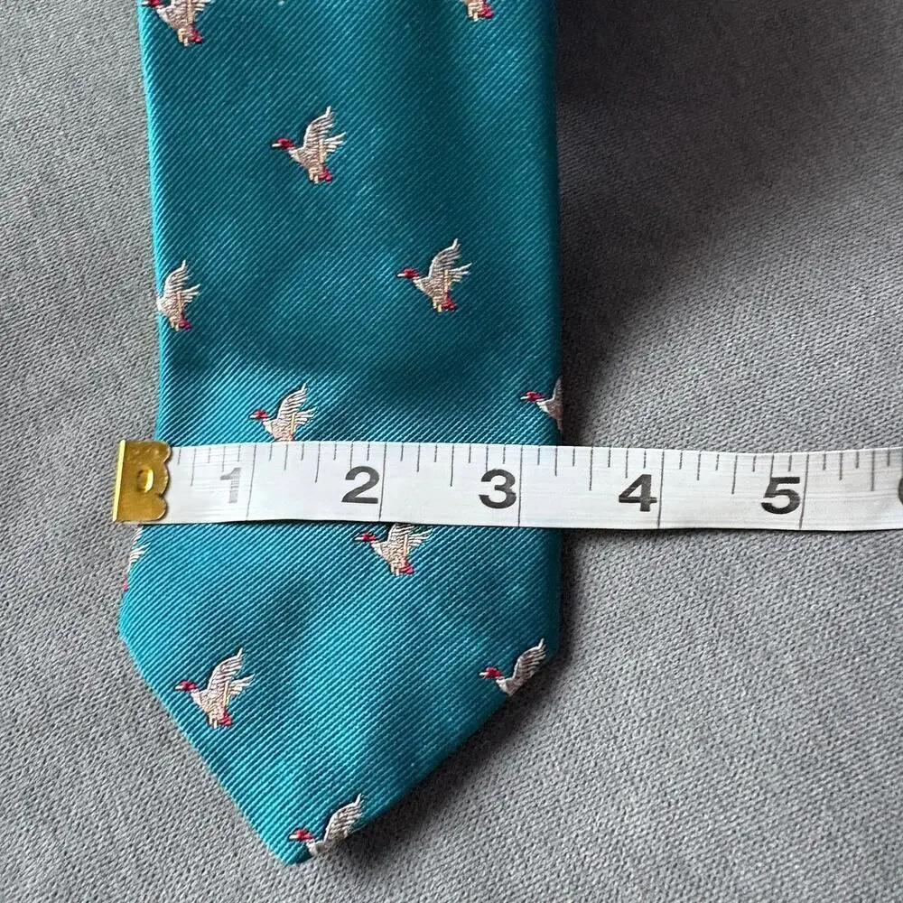 Michael Reed Silk Tie Teal Mallard Duck Novelty Necktie Mens